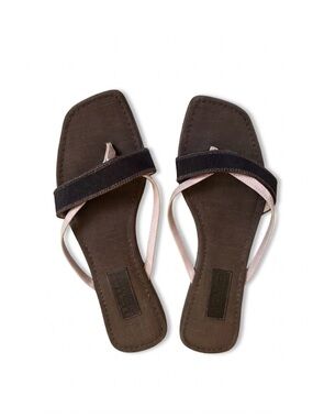 Max Mara Square-Toe Grosgrain & Leather Sandals Size 38 Or US 7.5–8